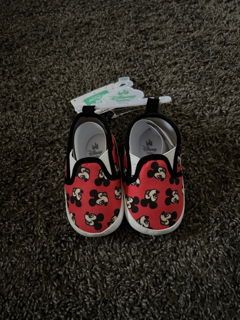 Disney Baby Red Mickey Mouse Canvas Slip-On Baby Shoes